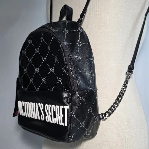 Victoria's Secret Monogram Mini City Black Backpack Purse Limited Edition 2018 - Picture 3 of 12